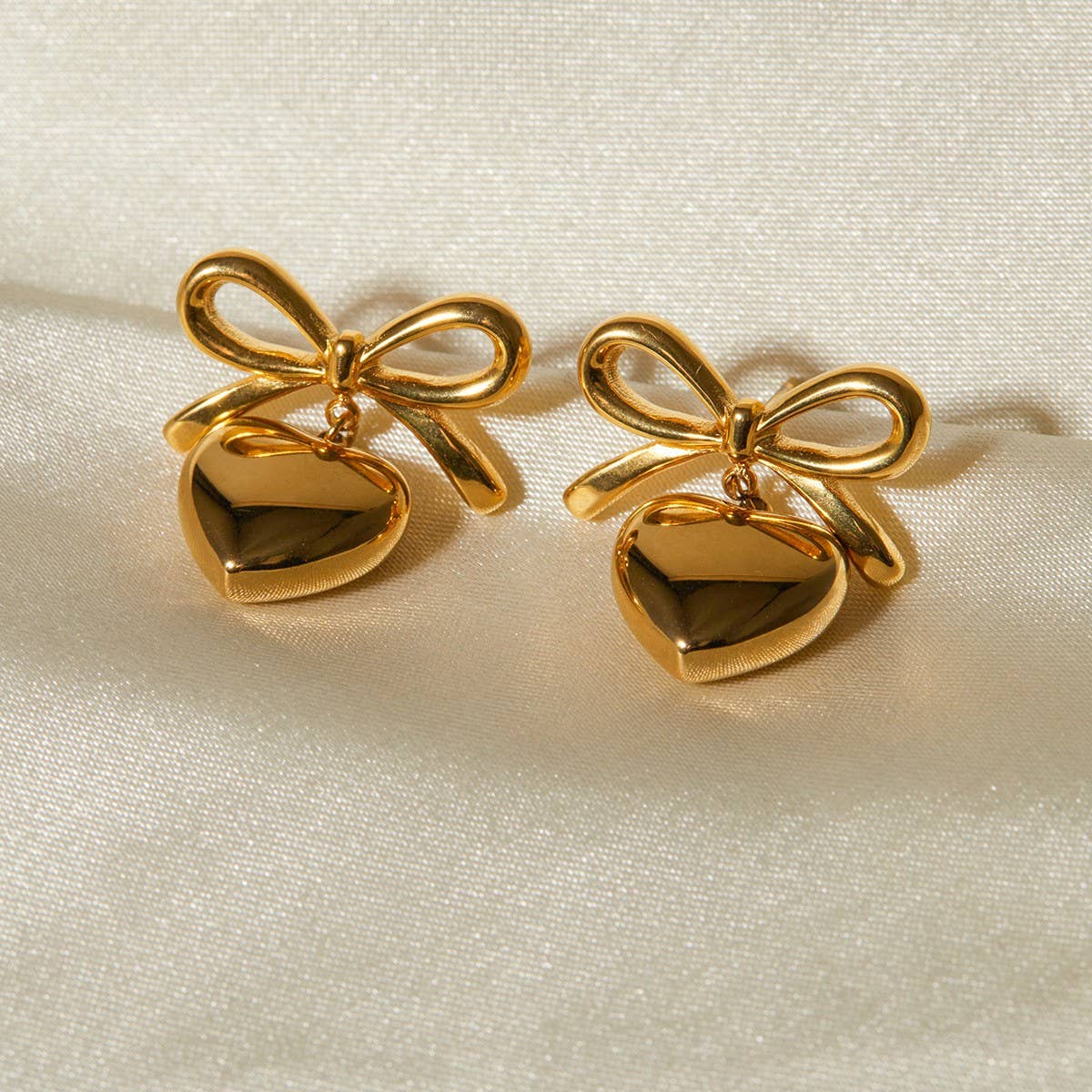 HOT STYLE PERSONALIZED BOW LOVE PENDANT EARRINGS_CWAJE1363