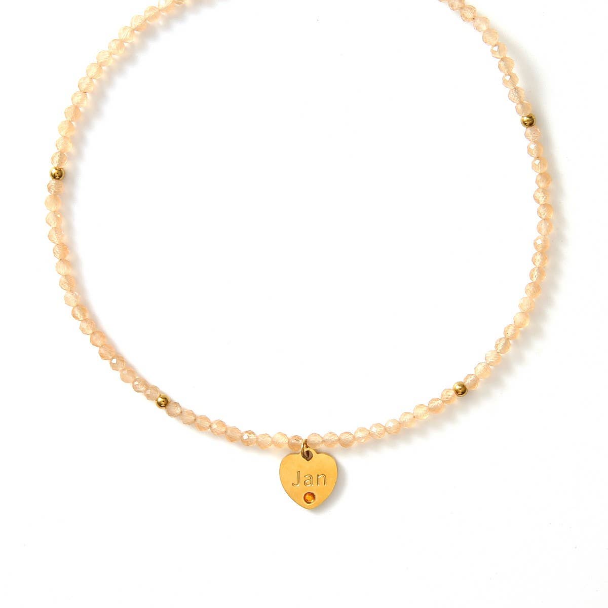 12 MONTH CUT STONE NECKLACE WITH HEART PENDANT_CWMM8851