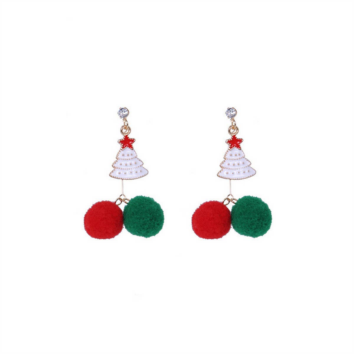 ASYMMETRIC CHRISTMAS TREE ELK TASSEL EARRINGS_CWAJE2403