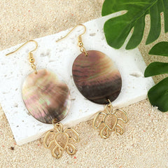 MINIMALIST NATURAL BLACK SHELL OVAL EARRINGS_CWMM4365