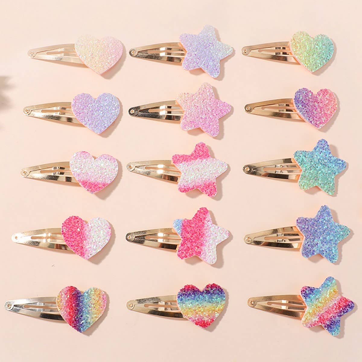 GLITTER BB CLIP SET WITH STARS HEARTS FOR GIRLS_CWAHA6714