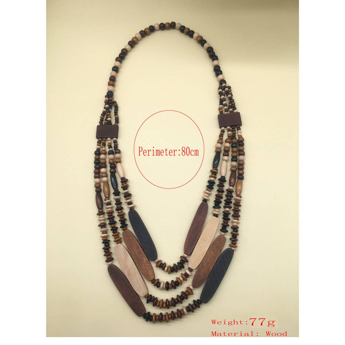 MULTI LAYERED GEOMETRIC WOODEN BEAD NECKLACE_CWMM4563