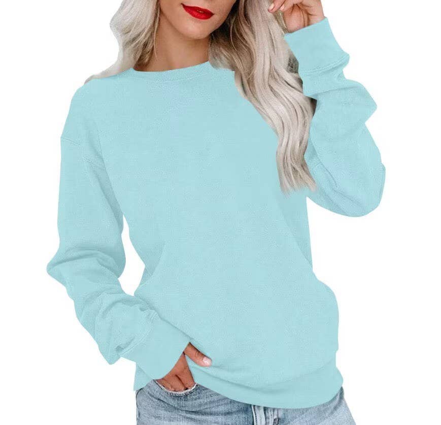 Solid Color Hoodie Casual Loose Crew-Neck Hoodie