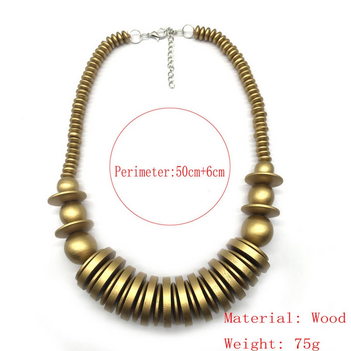 Vintage Single Layer Wooden Bead Necklace_Cwmm4734