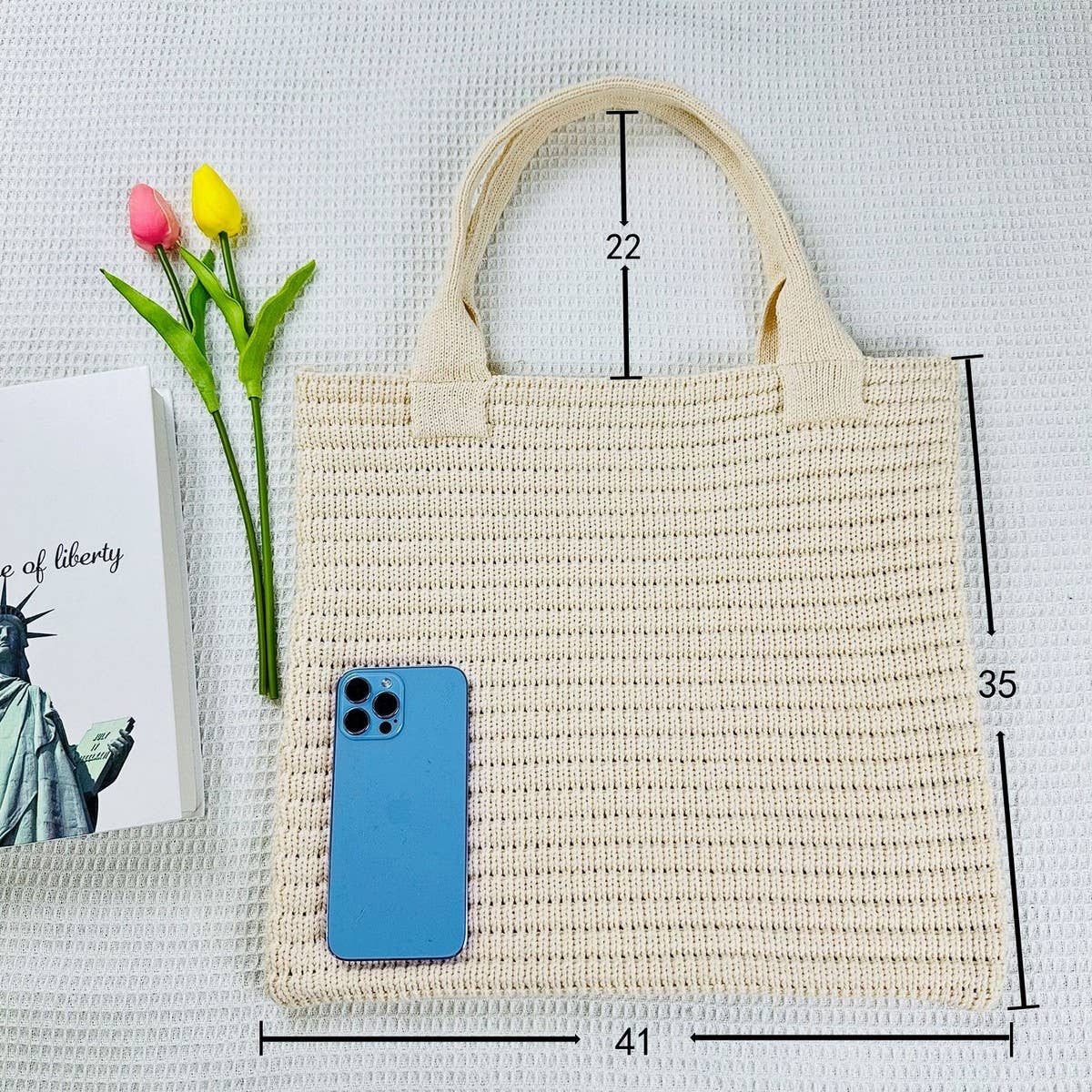 Cwab4574_Solid Color Large Capacity Knitted Shoulder Bag