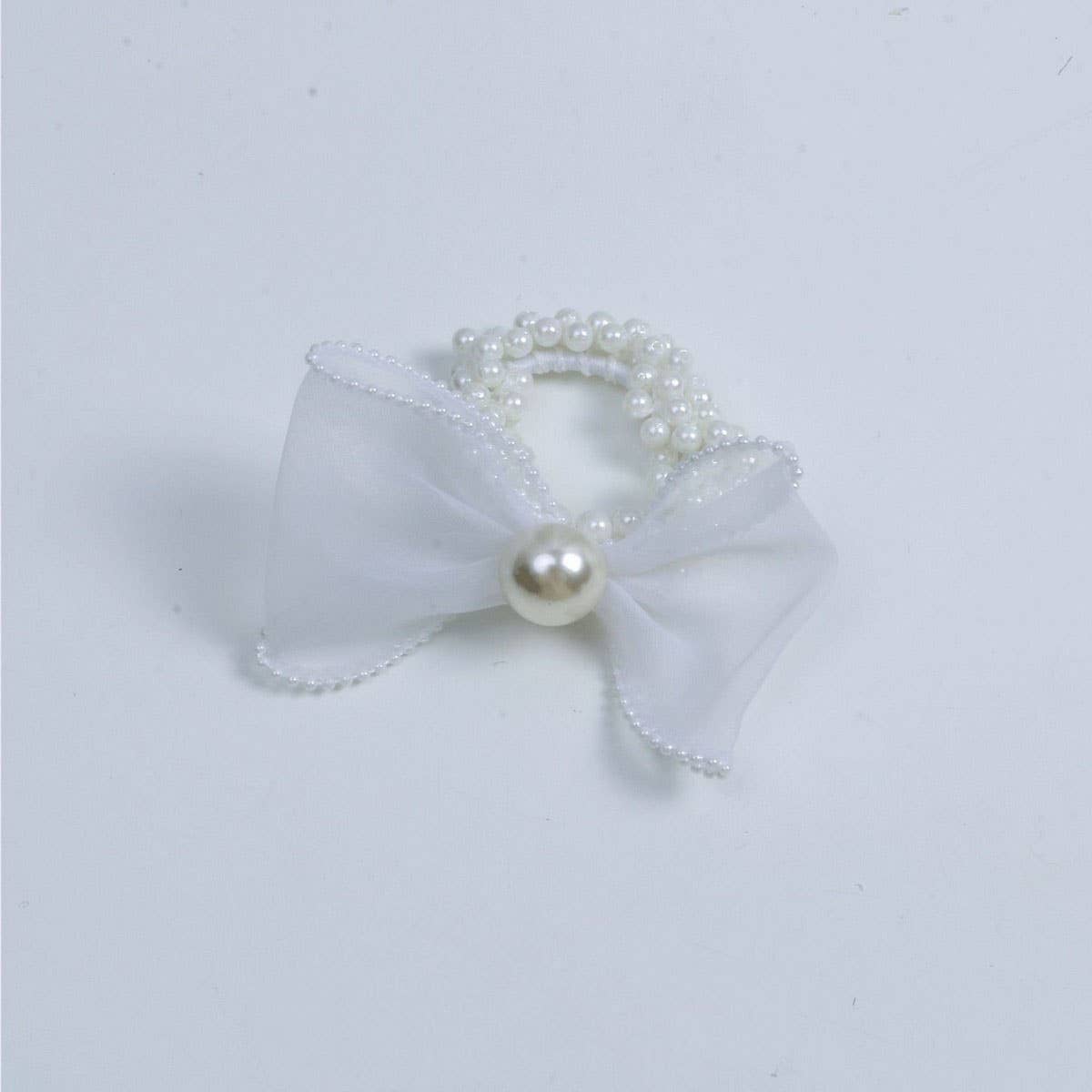 ELEGANT ORGANZA BOW PEARL HAIR TIE FOR WOMEN_CWAHA6885