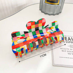 Retro Style Large Hair Claw, Color Check Print_Cwaha0402