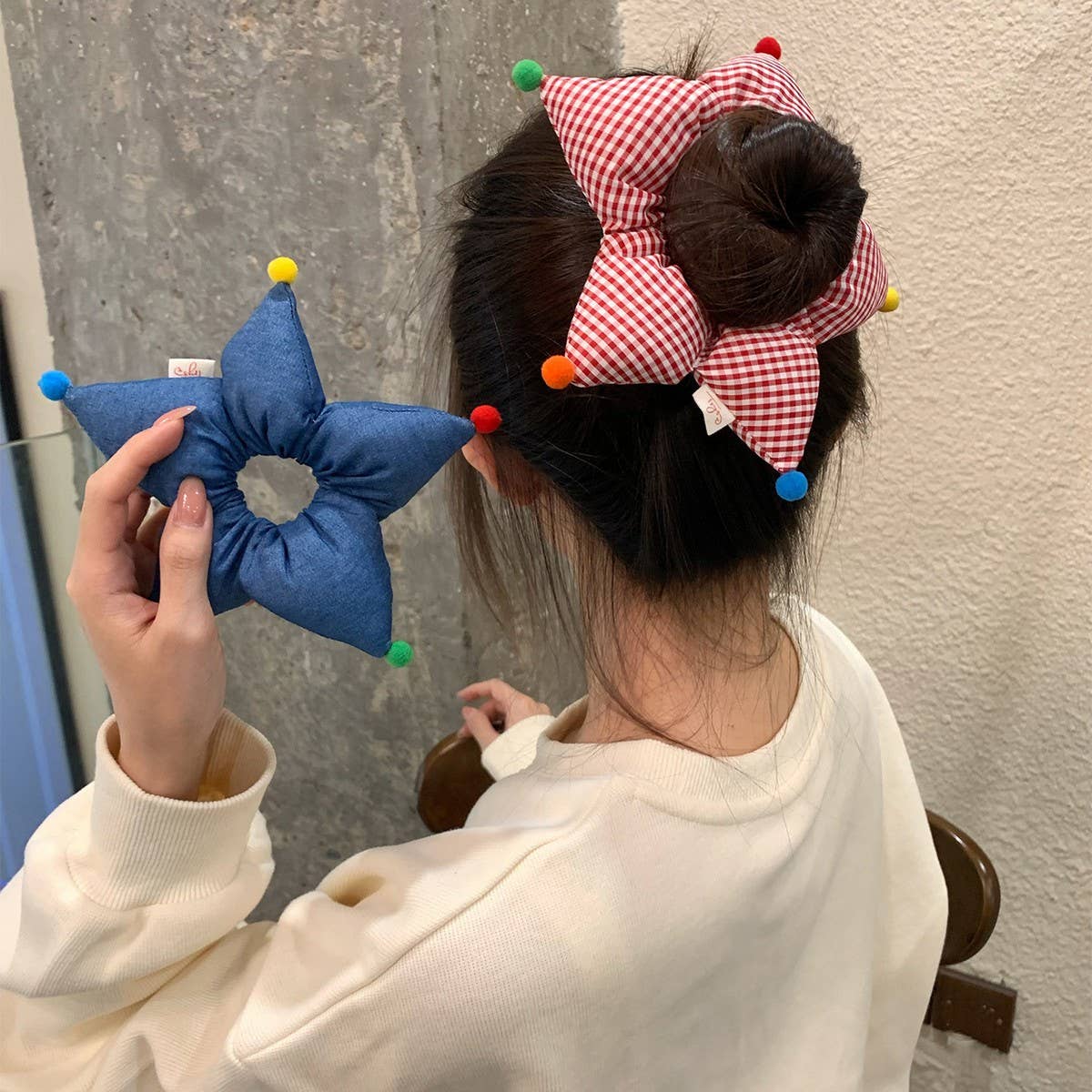 Star Scrunchie Bun Hair Tie Small Design_Cwaha07831