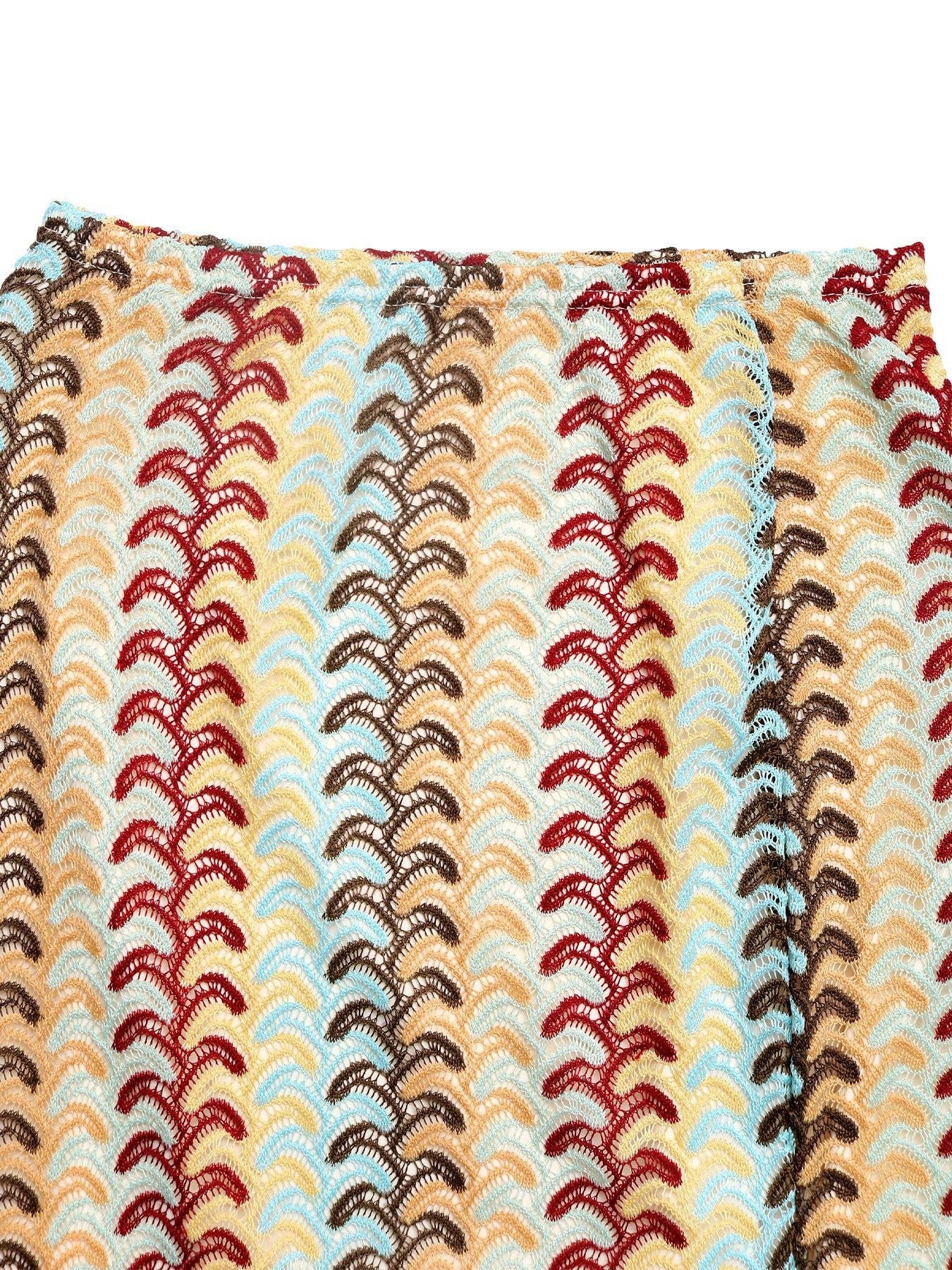 Two-Piece Dopamine Striped Strapless Skirt Set