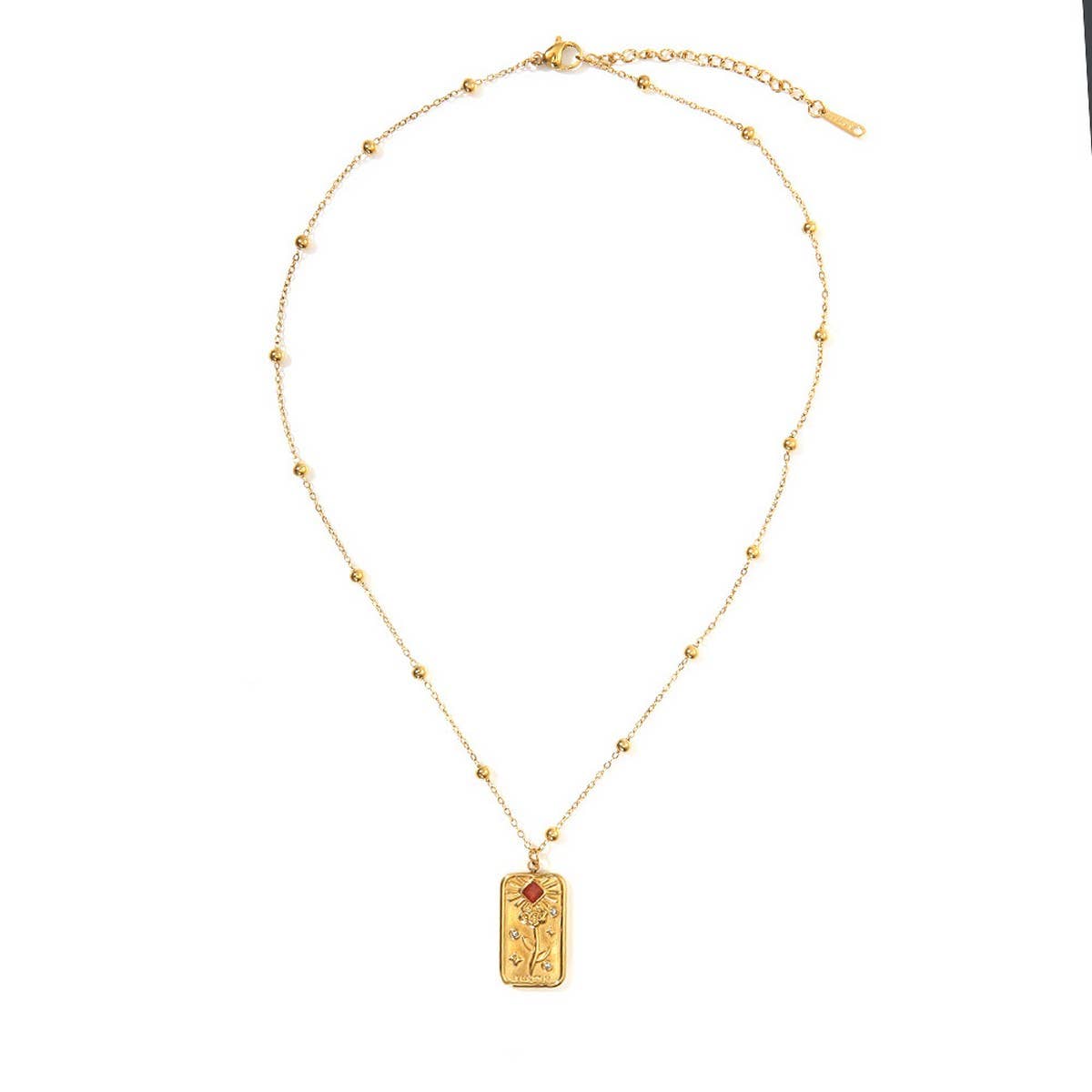 COLORFUL ZIRCON STAINLESS STEEL NECKLACE COLORFAST_CWMM8886