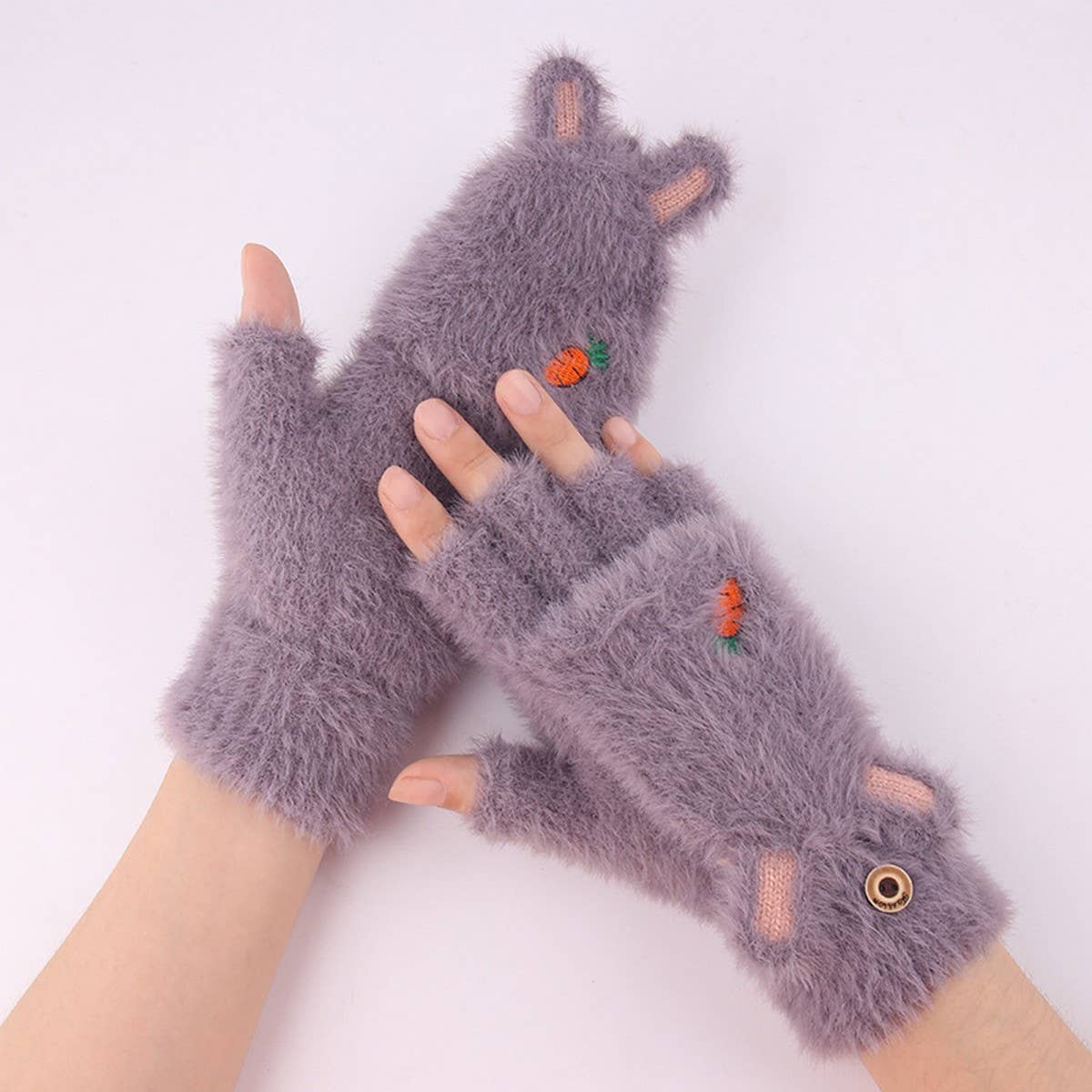 Winter Warm Flip Fingerless Gloves For Women_Cwag0243