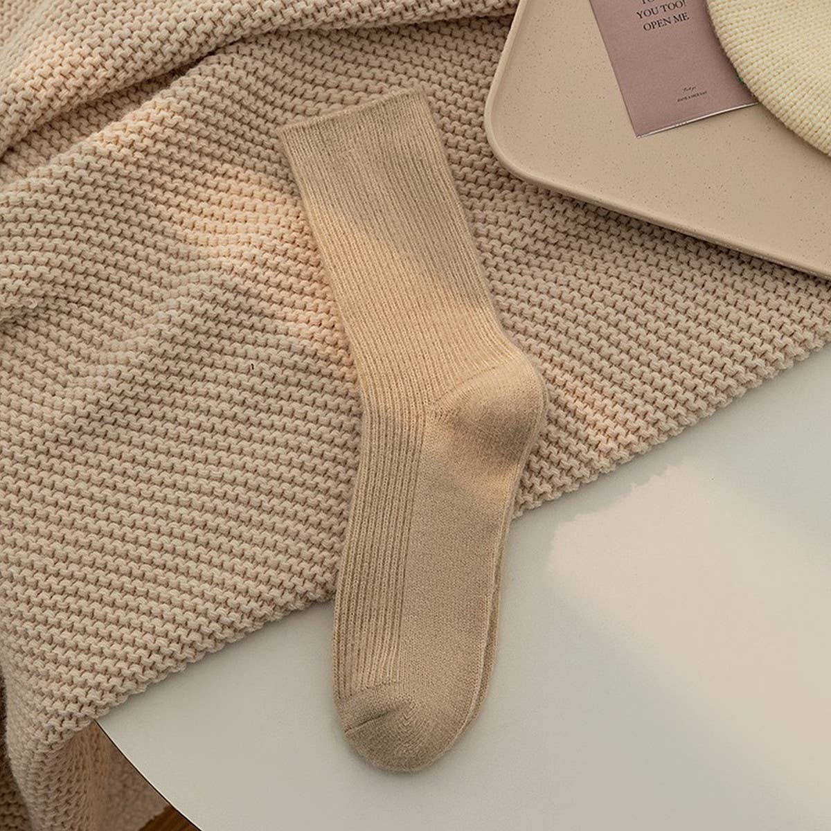 AUTUMN AND WINTER SOLID COLOR ALL MATCH PILE SOCKS_CWMS1048