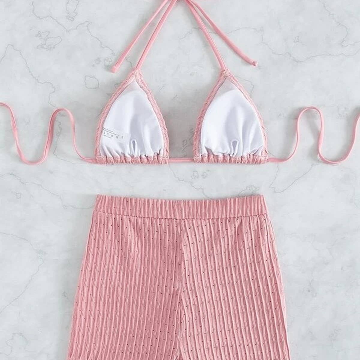 HIGH WAIST BIKINI SET SLIMMING SOLID COLOR SWIMSUIT_CWMW0155