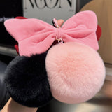 CUTE BUTTERFLY FUR BALL CAR KEYCHAIN PENDANT_CWMM2492