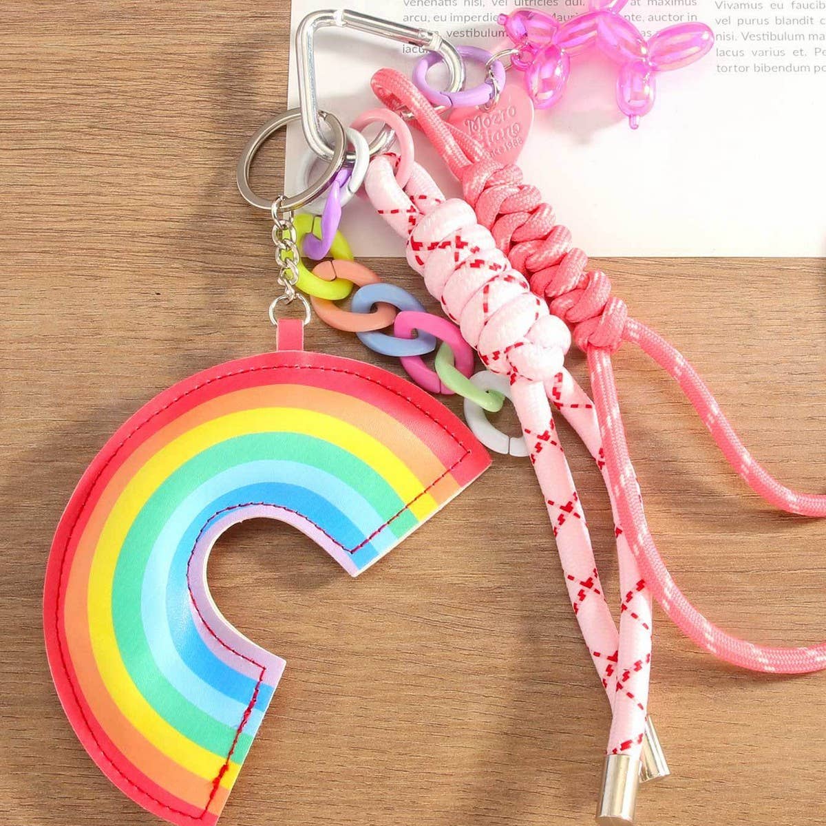 LEATHER RAINBOW PENDANT BOLD BAG KEY CHARM_CWMM7570