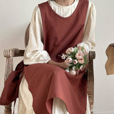 Waistband Cotton Linen Aprons With Pockets_Cwmm3289