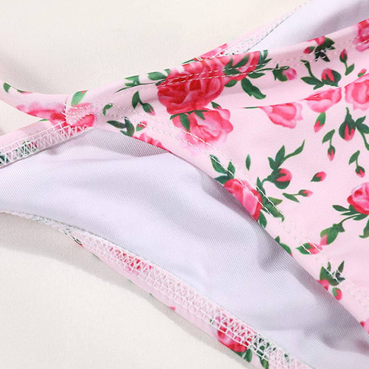 Tied Bikini Set Sexy Floral Swimsuit_Cwmw0239