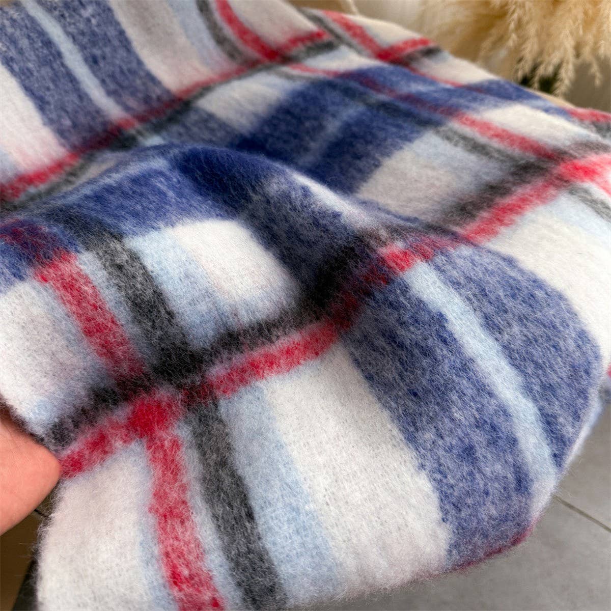 Rainbow Mohair Plaid Scarf Women Winter Wrap_Cwasc03465