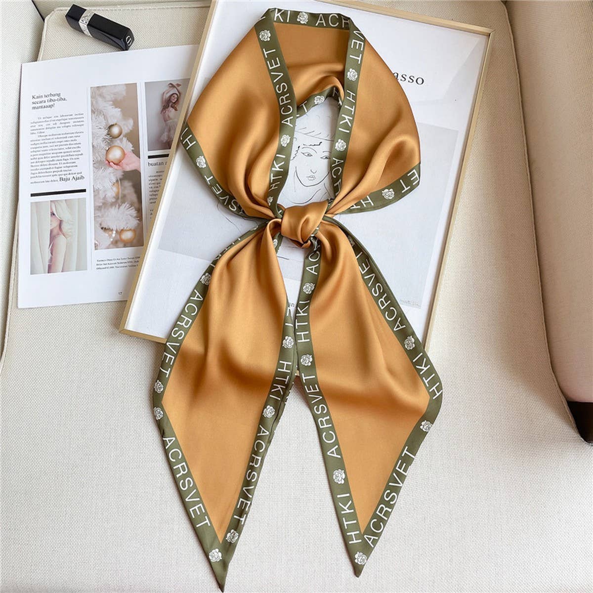 Wide Bevel Scarf With Printed Pattern Head Scarf_Cwasc1528
