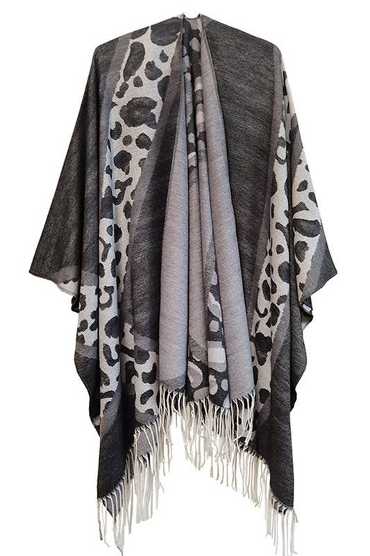LEOPARD POINT CASUAL SHAWL WRAP_CWASC0005