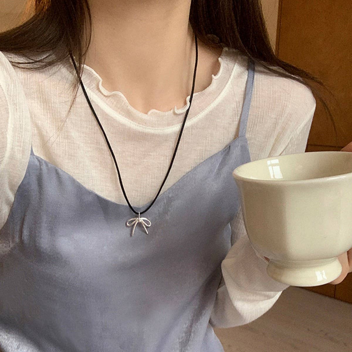 SWEET AND CUTE BOW DRAWSTRING NECKLACE FOR WOMEN_CWAJE3078