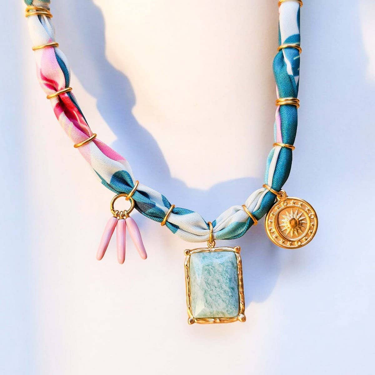 Trendy Scarf Chain Necklace With Sun Moon & Heart_Cwaje05662