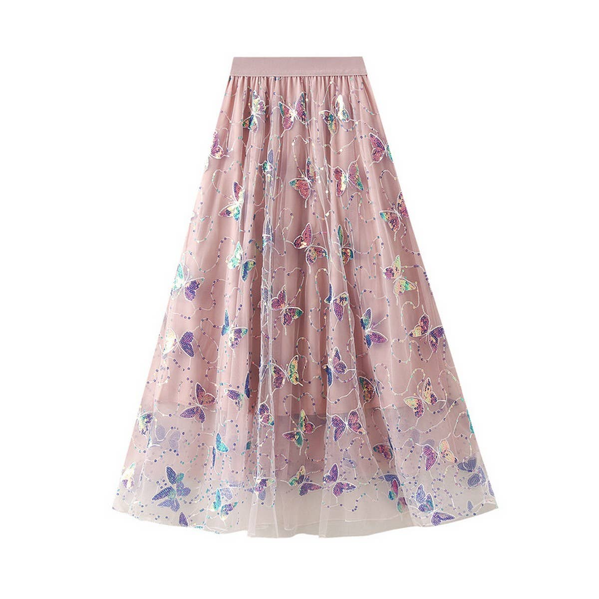 SEQUIN BUTTERFLY TULLE MIDI SKIRT_CWBMS0336