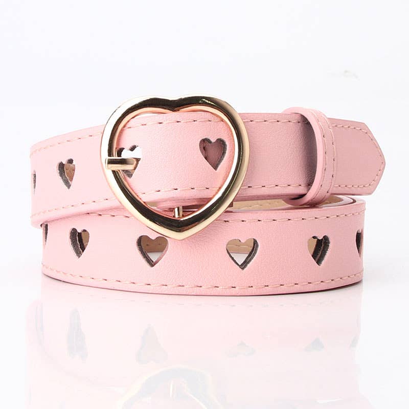 Non-Perforated Heart-Shaped Hollowed-Out Belt