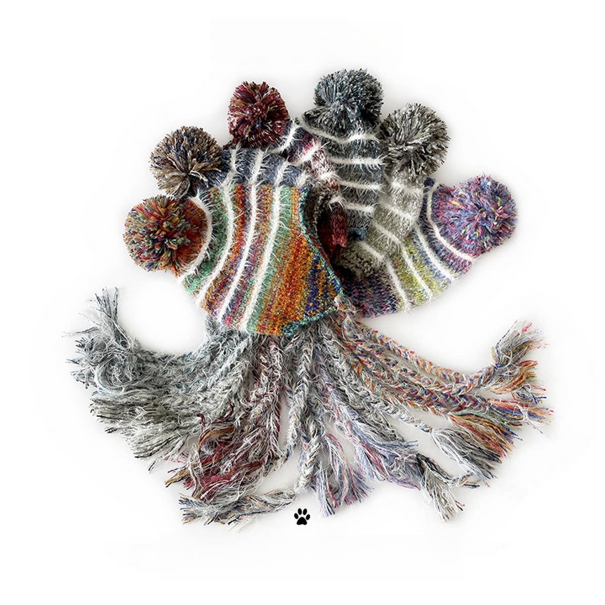 SWEET MIXED COLOR EARMUFFS KNITTED HAT_CWAH2049