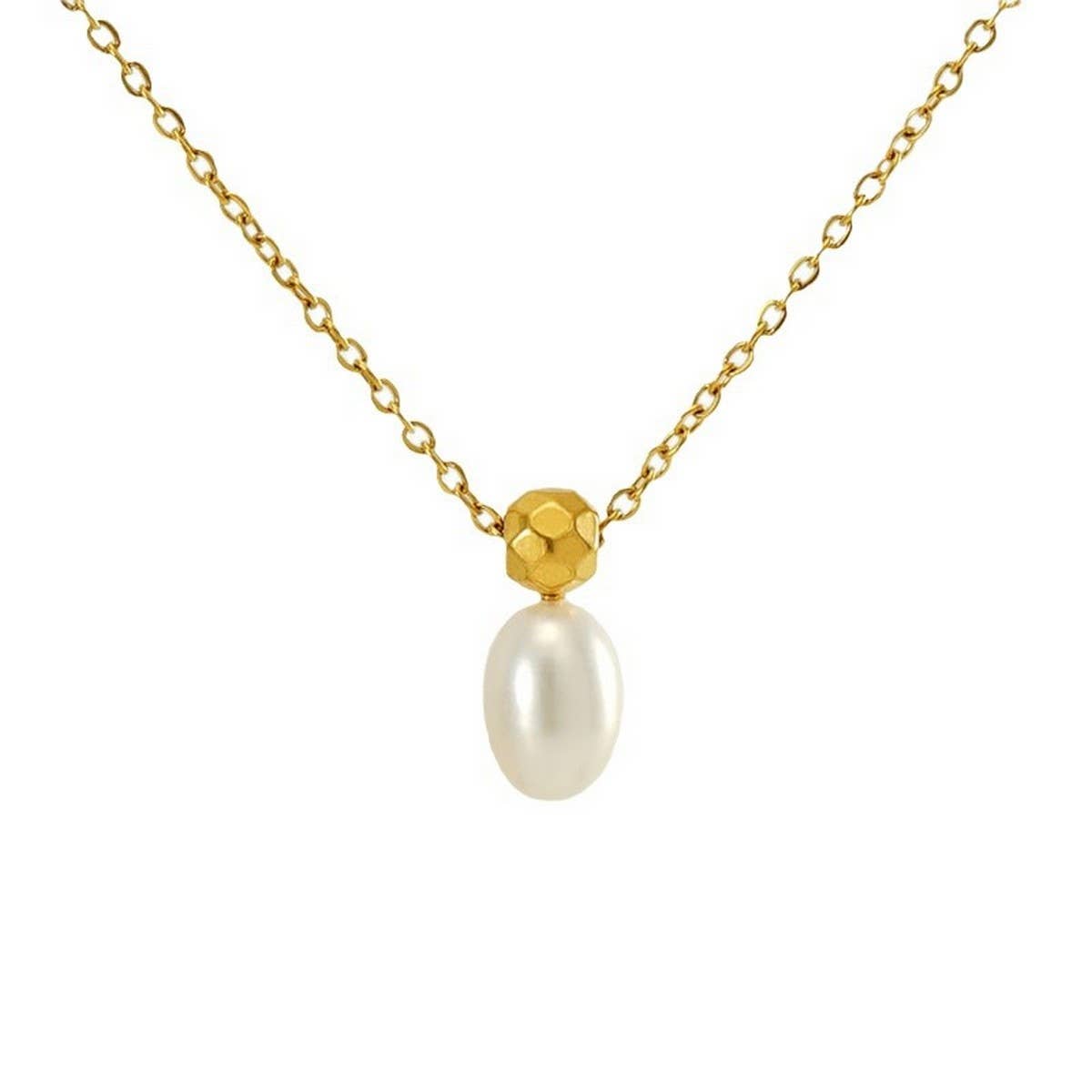 STAINLESS STEEL PLATED 18K GOLD PEARL NECKLACE_CWAJE0696