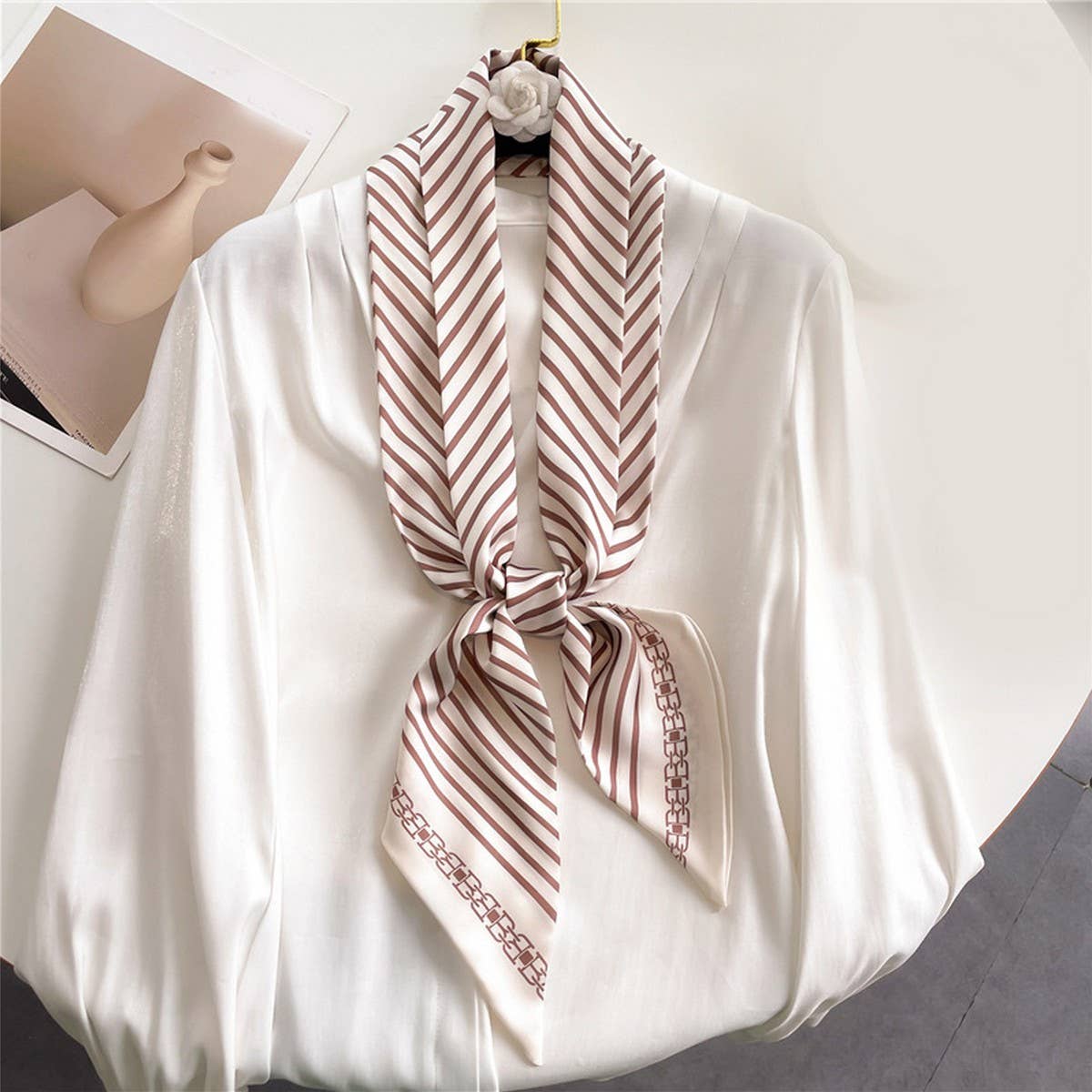 FASHIONABLE DOUBLE LAYER RIBBON ANGLED HEAD SCARF_CWASC1515