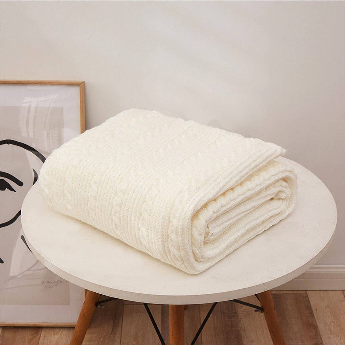 SOLID COLOR SIMPLE KNITTED TASSEL THROW BLANKET_CWMM2381