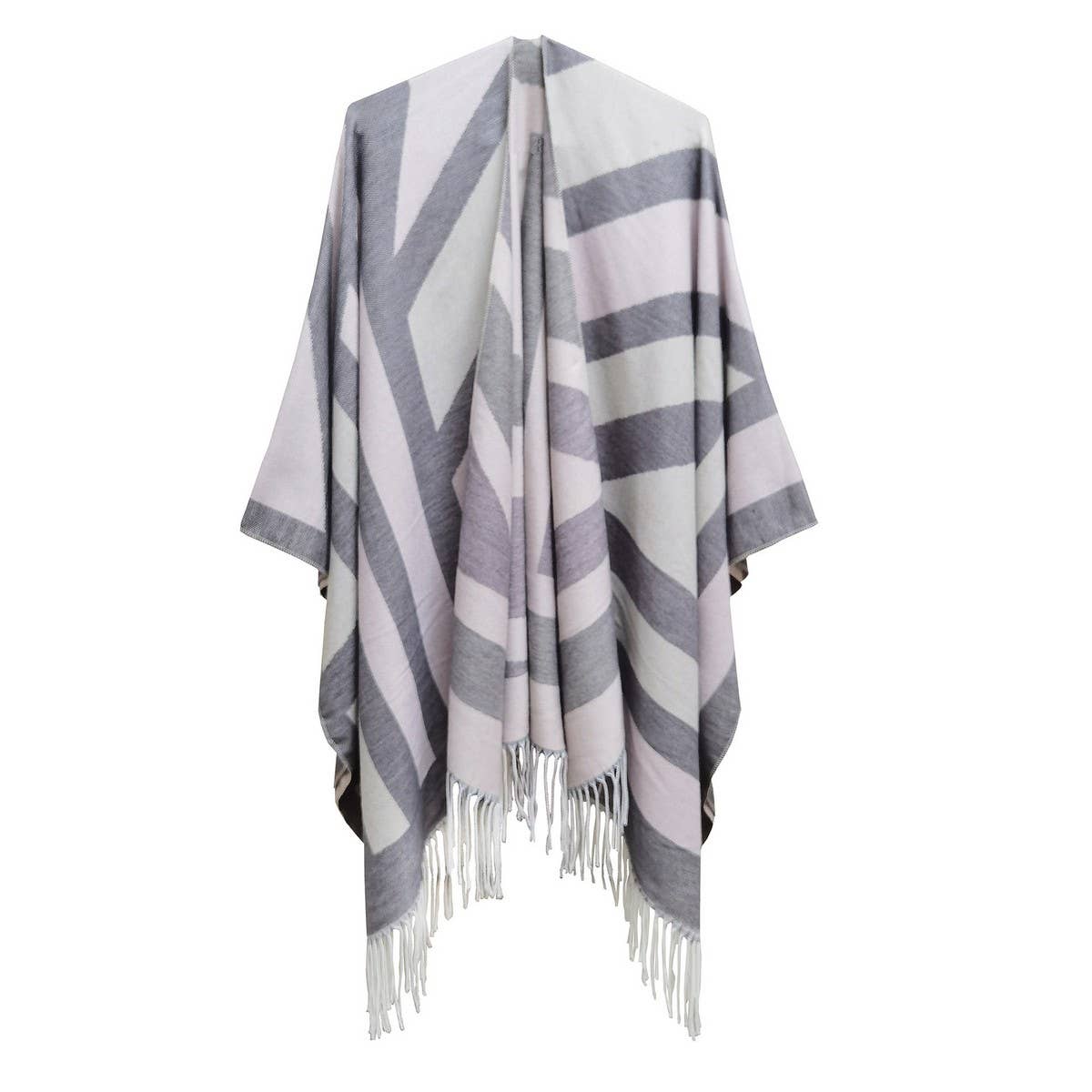 GEOMETRIC TASSEL SPLIT WARM SHAWL_CWASC0308