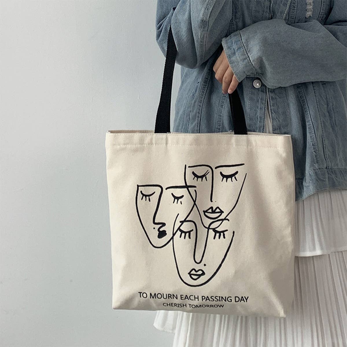 ONE SHOULDER LARGE CAPACITY PRINTED CANVAS BAG_CWAB2192