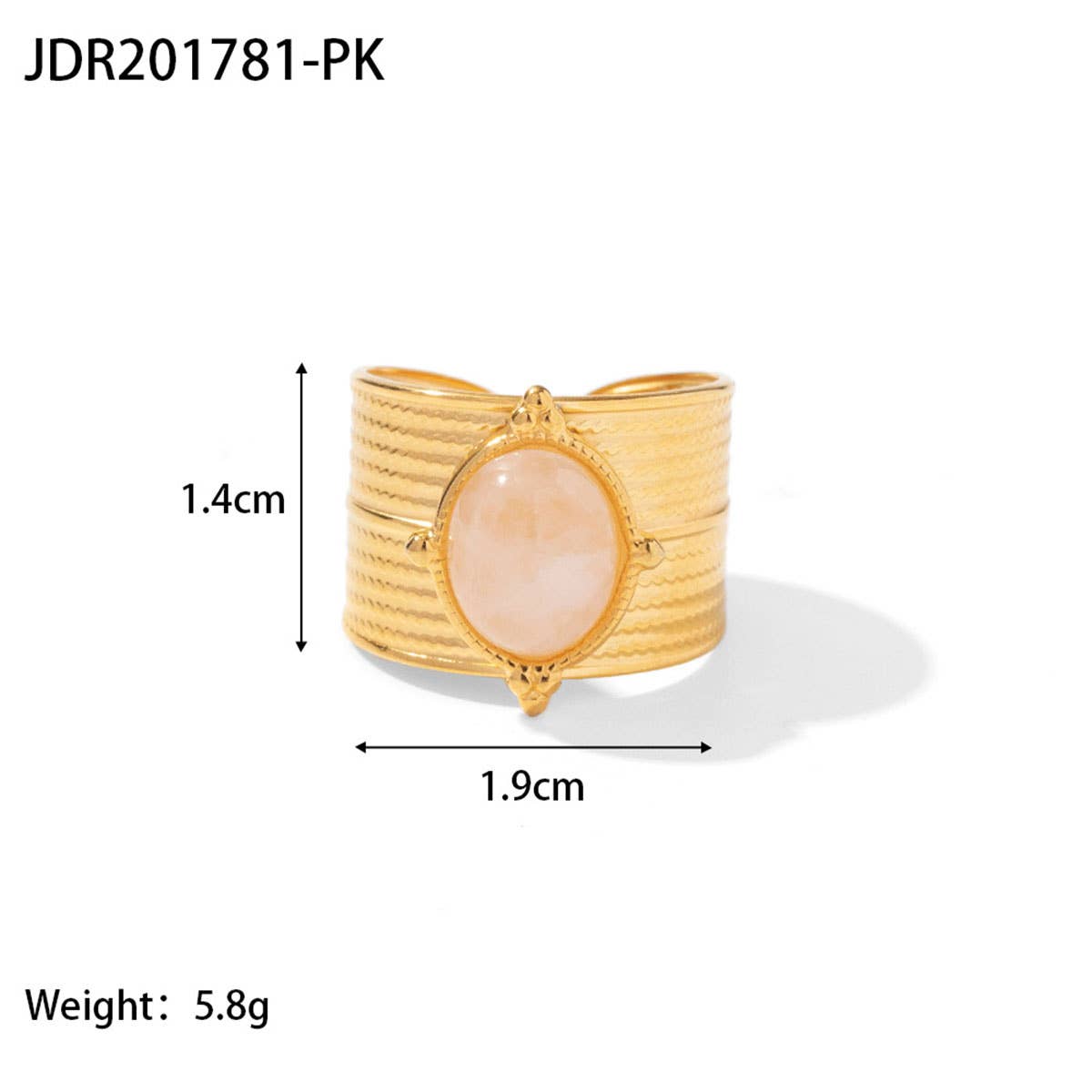 GOLD STAINLESS STEEL INLAID NATURAL STONE RINGS_CWAJE0611