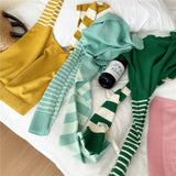 STRIPED KNIT SHAWL NECK SHOULDER WRAP_CWASC0843