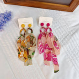 FABRIC TASSEL BOW EARRINGS LONG CHIC FEMININE_CWMM6189