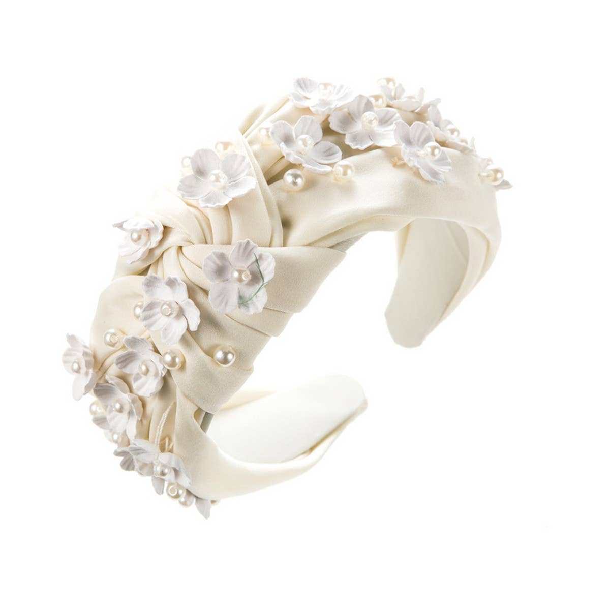 SOLID COLOR FLOWER PEARL KNOTTED HEADBAND_CWAHA1979