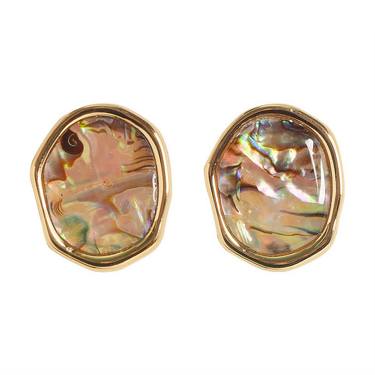 IRREGULAR ABALONE GEOMETRIC EARRINGS_CWMM4325