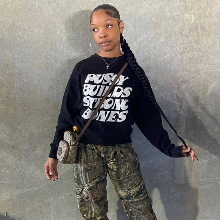 Womens Fashion Pussybuild Strong Hoodie