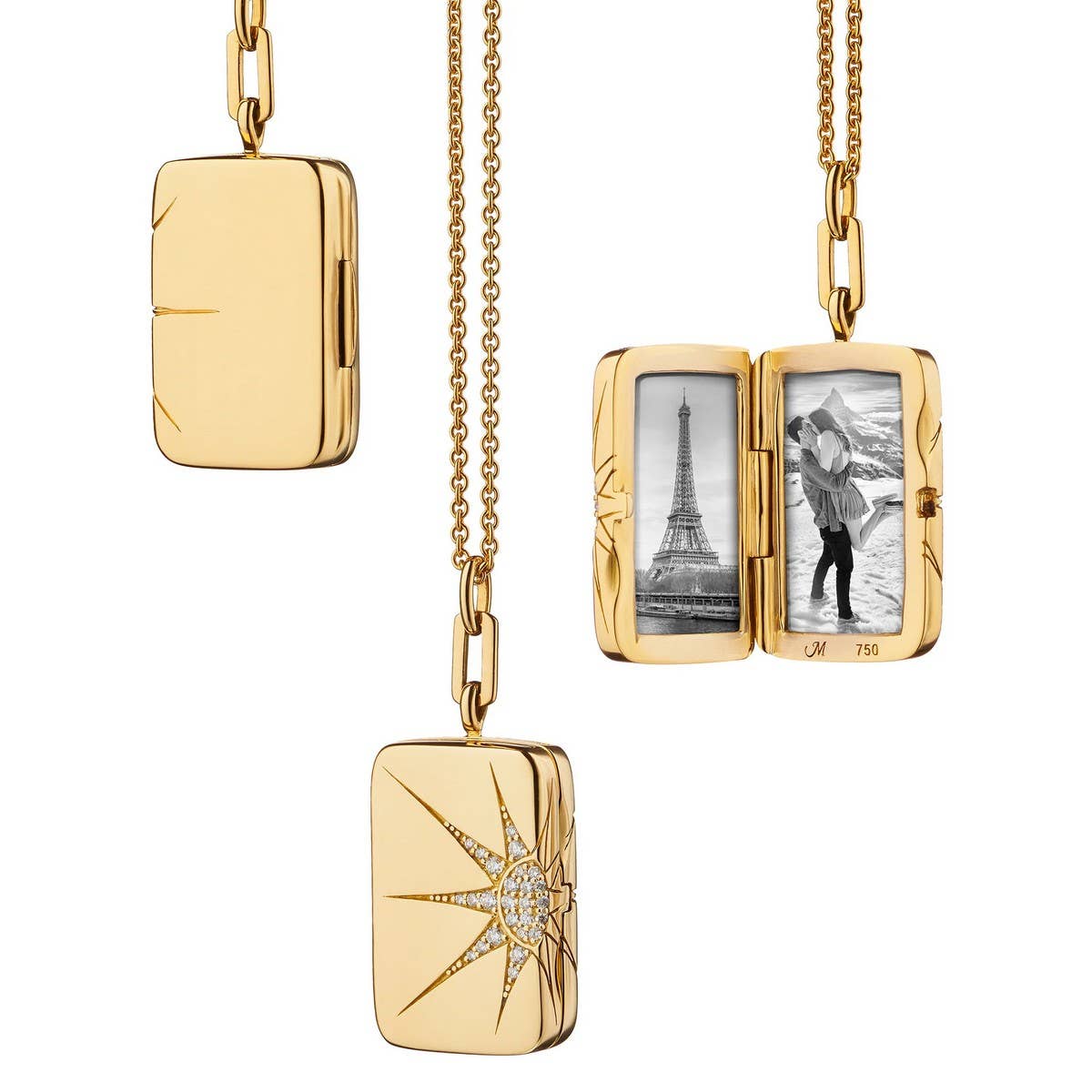 MOON SHELL LOCKET NECKLACE VINTAGE GOLD PLATED_CWMM6962