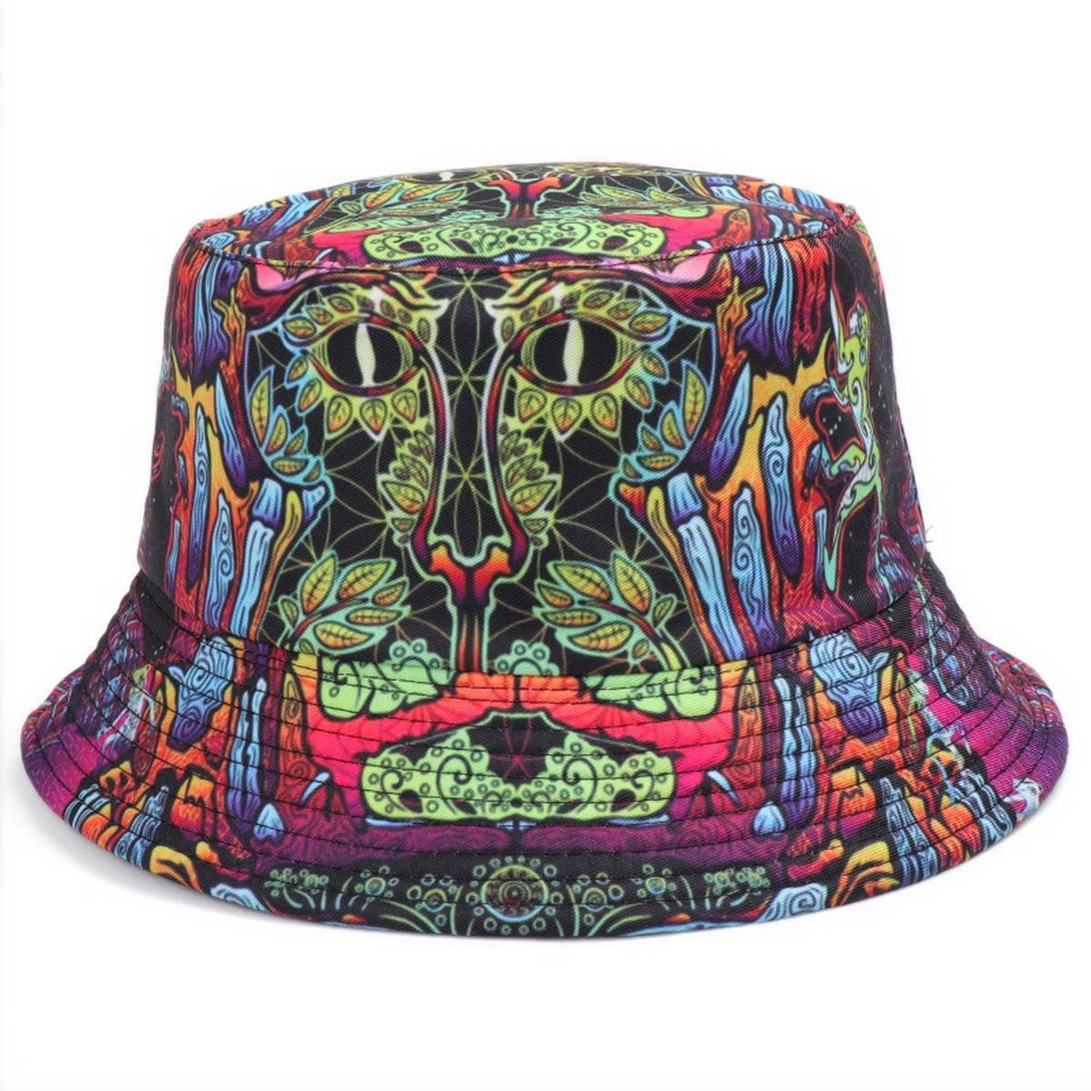 DOUBLE SIDED VINTAGE GRAFFITI PRINT BUCKET HAT_CWAH1546