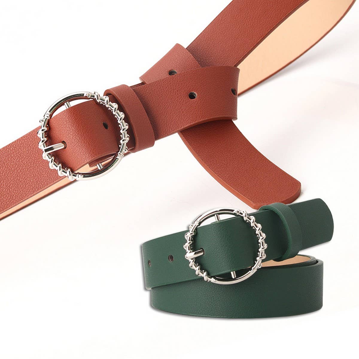 CLASSIC SIMPLE BELT WITH ALLOY ROUND BUCKLE_CWABE0402
