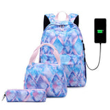 BACKPACKS FOR SCHOOL USB 3 PIECE SET FOR GIRLS_CWAB5477