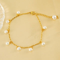 Cwaje1952_Personalized Gold Pearl Fringe Anklet Bracelet