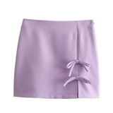 HIGH WAIST MINI SKIRT WITH BOW CHIC STYLE_CWDSD8347