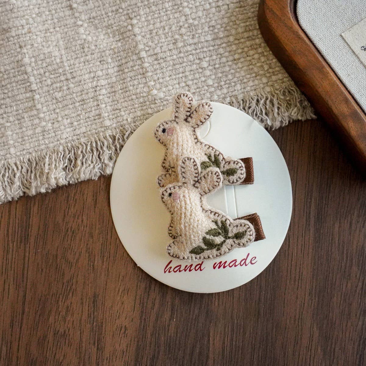 Handmade Bunny Cherry Fabric Hair Clip_Cwaha08354