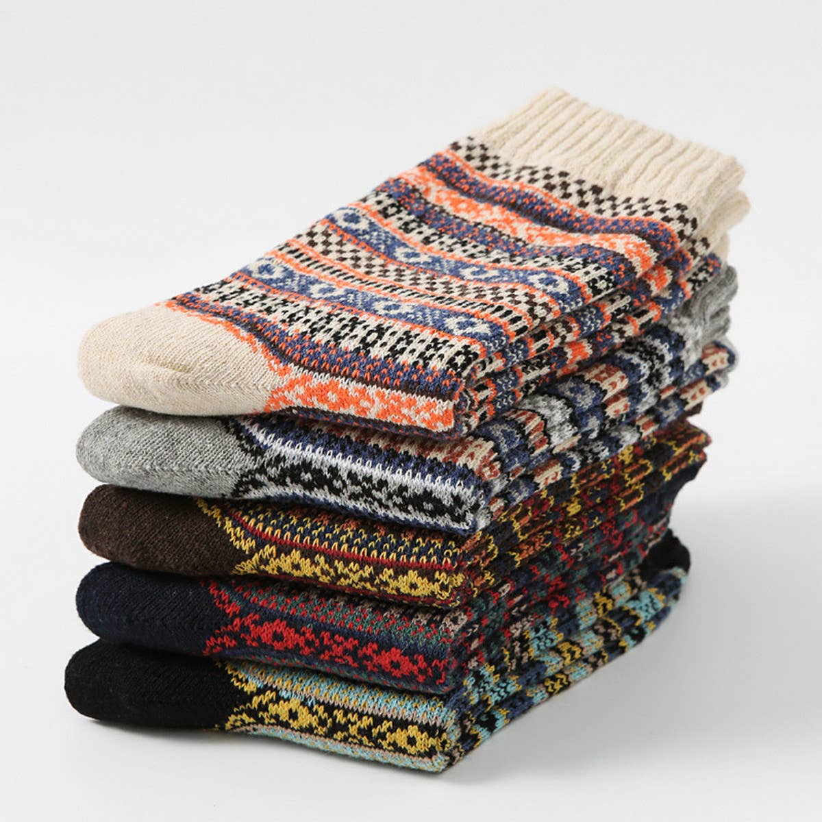 5 PAIRS OF MEN WINTER THICK WARM MID TUBE SOCKS_CWMS0685