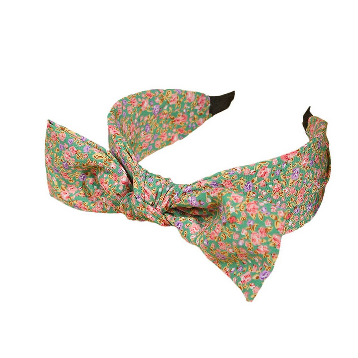 SOLID COLOR PLEATED RABBIT EARS BOW HEADBAND_CWAHA1690