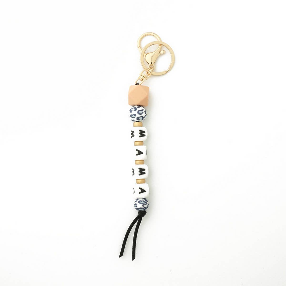 SILICONE BEAD KEYCHAIN WITH LETTER AND WOODEN DISC_CWAB5106